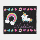 Personalisiertes Einhorn und Regenbogen Fleecedecke (Vorderseite (Horizontal))