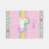 Personalisiertes Einhorn und Regenbogen Pink Blank Fleecedecke (Vorderseite (Horizontal))