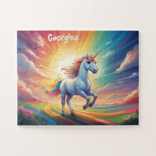 Personalisiertes Einhorn und Regenbogen Puzzle