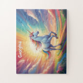 Personalisiertes Einhorn und Regenbogen Puzzle (Vertikal)