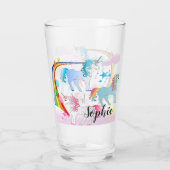 Personalisiertes Einhorn- und Regenbogengetränk Glas (Rückseite)