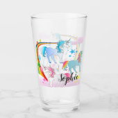 Personalisiertes Einhorn- und Regenbogengetränk Glas (Vorderseite)