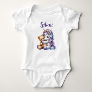 Personalisiertes Einhorn und Teddy Bear Baby Bodys Baby Strampler