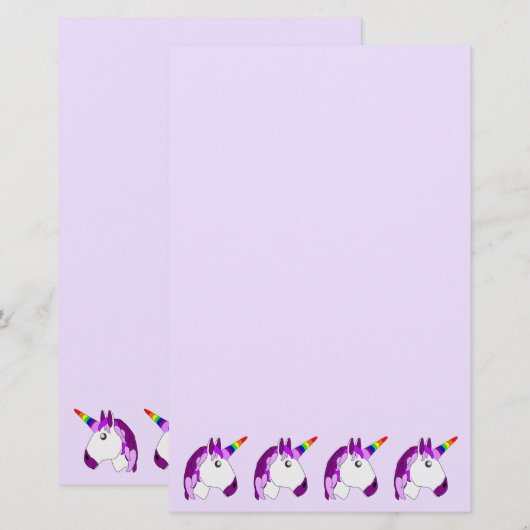 Personalisiertes Einhorndesign Briefpapier (Vorne/Hinten)