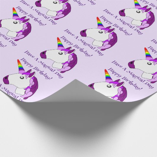 Personalisiertes Einhorndesign Geschenkpapier (Ecke)