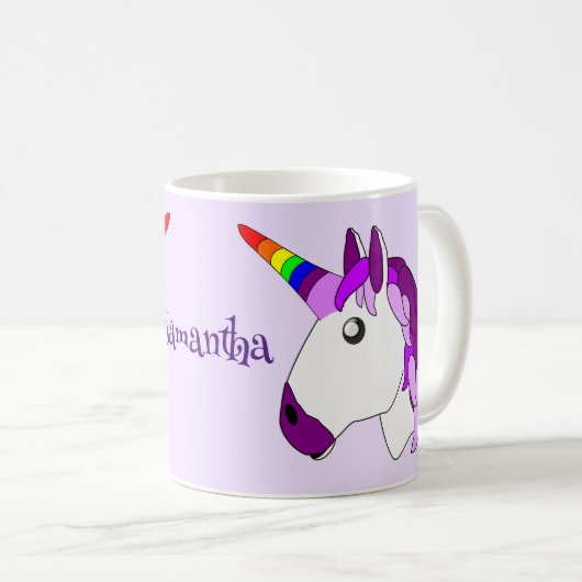 Personalisiertes Einhorndesign Kaffeetasse (VorderseiteRechts)