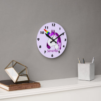 Personalisiertes Einhorndesign Runde Wanduhr