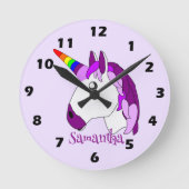 Personalisiertes Einhorndesign Runde Wanduhr (Vorderseite)