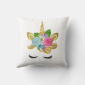 Personalisiertes Einhorngesicht mit Pony Kissen (Rückseite)