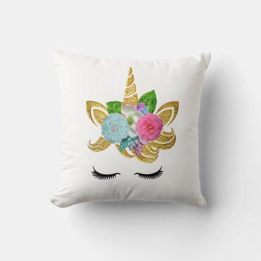 Personalisiertes Einhorngesicht mit Pony Kissen (Vorderseite)