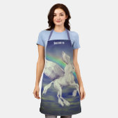 Personalisiertes Einhornpferd über Regenbogen Schürze (Getragen)