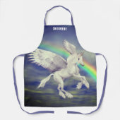 Personalisiertes Einhornpferd über Regenbogen Schürze (Vorderseite)