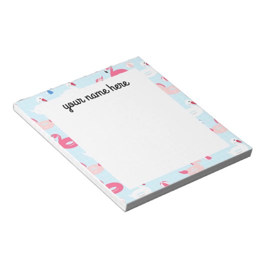 Personalisiertes Einhornschwimmbad Notepad Notizblock (angewinkelt)