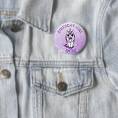 Personalisiertes Einicorn Geburtstagsmädchen Lila Button (Beispiel)