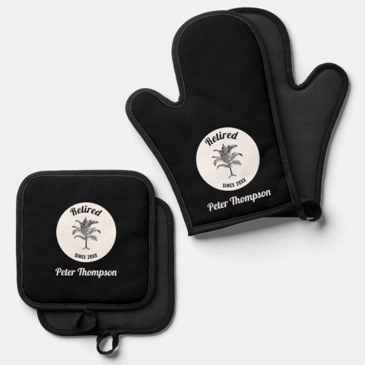 Personalisiertes einmaliges Rentengeschenk Ofenhandschuh & Topflappen-Set (Vorderseite/Rückseite)