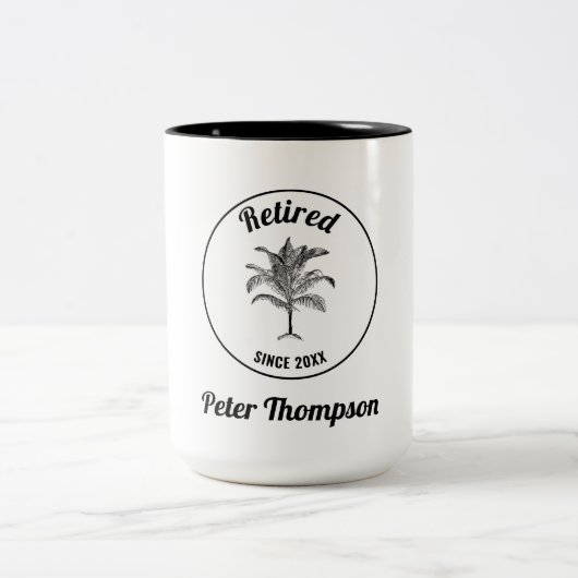 Personalisiertes einmaliges Rentengeschenk Zweifarbige Tasse (Mittel)
