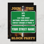 Personalisiertes Eintreten für die Block-Party Ein Einladung (Vorne/Hinten)