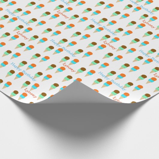 Personalisiertes Eiscreme-Kegel-Verpackungs-Papier Geschenkpapier (Ecke)