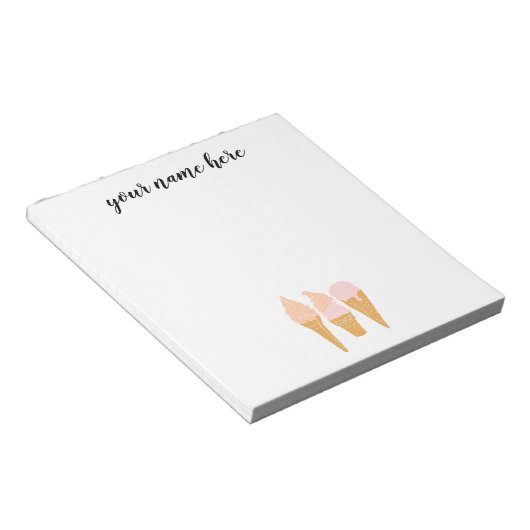 Personalisiertes Eiscreme-Notepad Notizblock (angewinkelt)