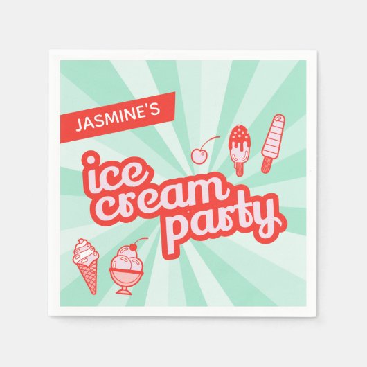 Personalisiertes Eiscreme-Party Napkins Serviette (Vorderseite)