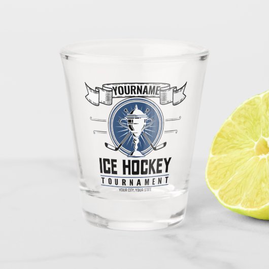 Personalisiertes Eishockeyspiel Schnapsglas (Vorderseite)
