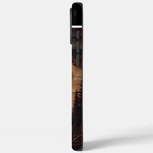 Personalisiertes Elch-Holzzeichen Case-Mate iPhone Hülle (Rückseite / Links)