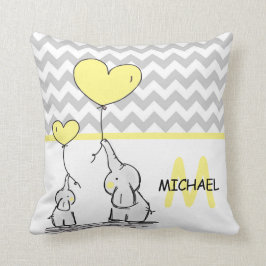 Personalisiertes Elefant-Gelb-graues Zickzack Kissen