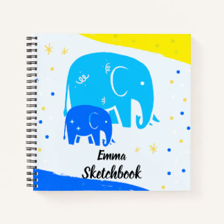 Personalisiertes Elefanten-Skizzenbuch für Kinder Notizblock