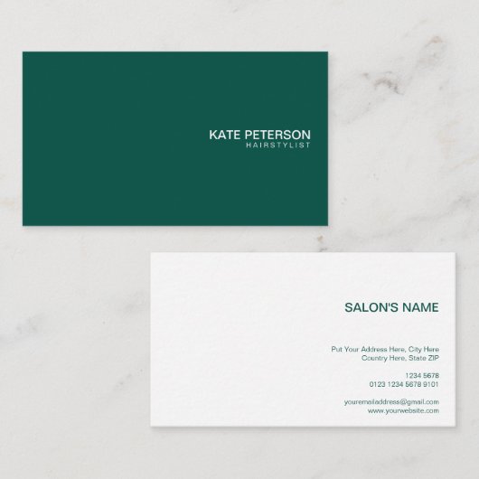 Personalisiertes Elegance-Foto | Elegant Green Visitenkarte (Vorne/Hinten)
