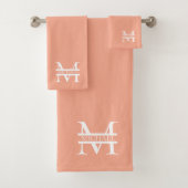 Personalisiertes Eleganpeach Monogram und Name Badhandtuch Set (Insitu)