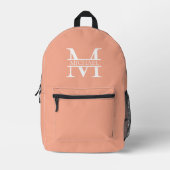 Personalisiertes Eleganpeach Monogram und Name Bedruckter Rucksack (Vorderseite)