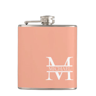 Personalisiertes Eleganpeach Monogram und Name Flachmann