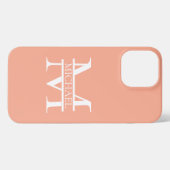 Personalisiertes Eleganpeach Monogram und Name iPhone Hülle (Rückseite (Horizontal))