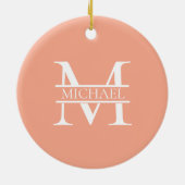 Personalisiertes Eleganpeach Monogram und Name Keramik Ornament (Hinten)