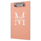 Personalisiertes Eleganpeach Monogram und Name Klemmbrett (Links)