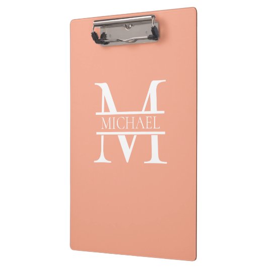 Personalisiertes Eleganpeach Monogram und Name Klemmbrett (Links)