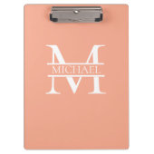 Personalisiertes Eleganpeach Monogram und Name Klemmbrett (Vorderseite)