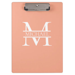 Personalisiertes Eleganpeach Monogram und Name Klemmbrett