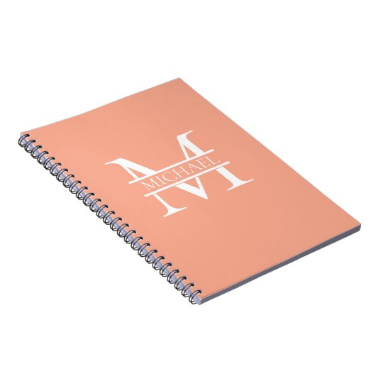 Personalisiertes Eleganpeach Monogram und Name Notizblock (Rechte Seite)