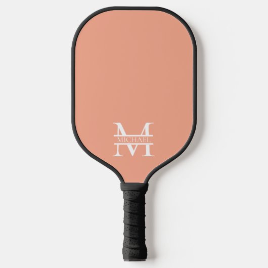 Personalisiertes Eleganpeach Monogram und Name Pickleball Schläger (Vorderseite)