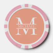 Personalisiertes Eleganpeach Monogram und Name Pokerchips (Vorderseite)