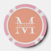 Personalisiertes Eleganpeach Monogram und Name Pokerchips (Rückseite)