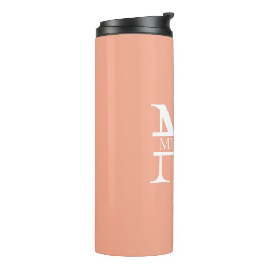 Personalisiertes Eleganpeach Monogram und Name Thermosbecher (Nach links gedreht)