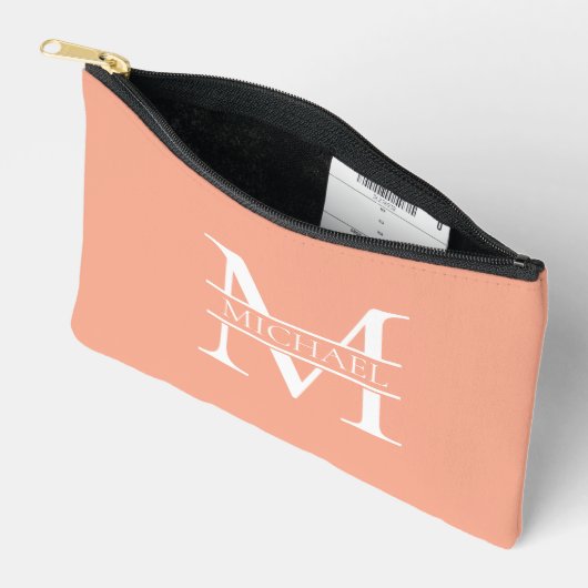 Personalisiertes Eleganpeach Monogram und Name Zubehörtasche (Offen)
