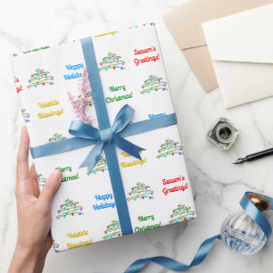 Personalisiertes Elegant "Frohe Weihnachten" & Wei Geschenkpapier
