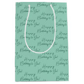Personalisiertes Elegant Happy Birthday Pattern Bl Mittlere Geschenktüte (Vorderseite)