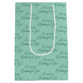 Personalisiertes Elegant Happy Birthday Pattern Bl Mittlere Geschenktüte (Rückseite)