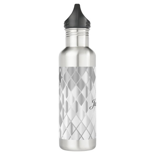 Personalisiertes Elegant Silver Gray Diamond Luxus Edelstahlflasche (Links)