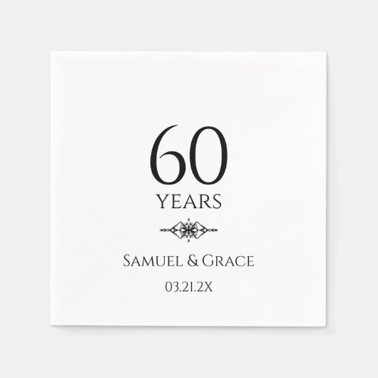 Personalisiertes elegantes 60-jähriges Diamant-Jub Serviette (Vorderseite)