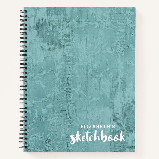 Personalisiertes elegantes Aquamarines Sketchbook  Notizblock (Vorderseite)
